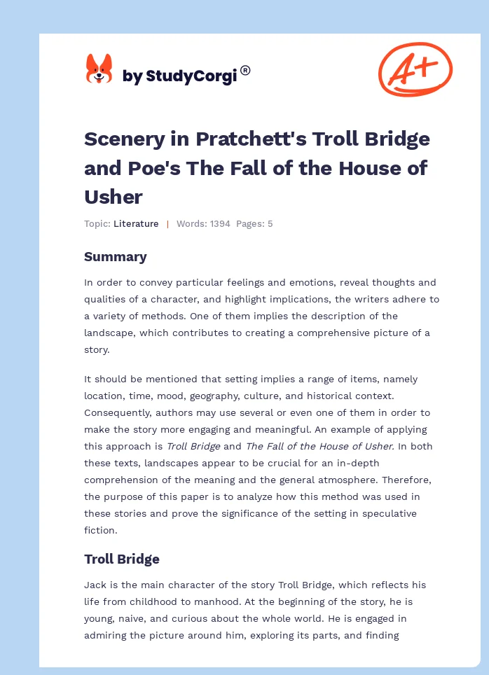 Scenery in Pratchett's Troll Bridge and Poe's The Fall of the House of Usher. Page 1
