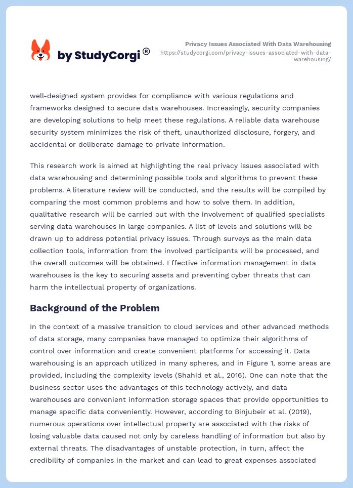 Privacy Issues Associated With Data Warehousing. Page 2
