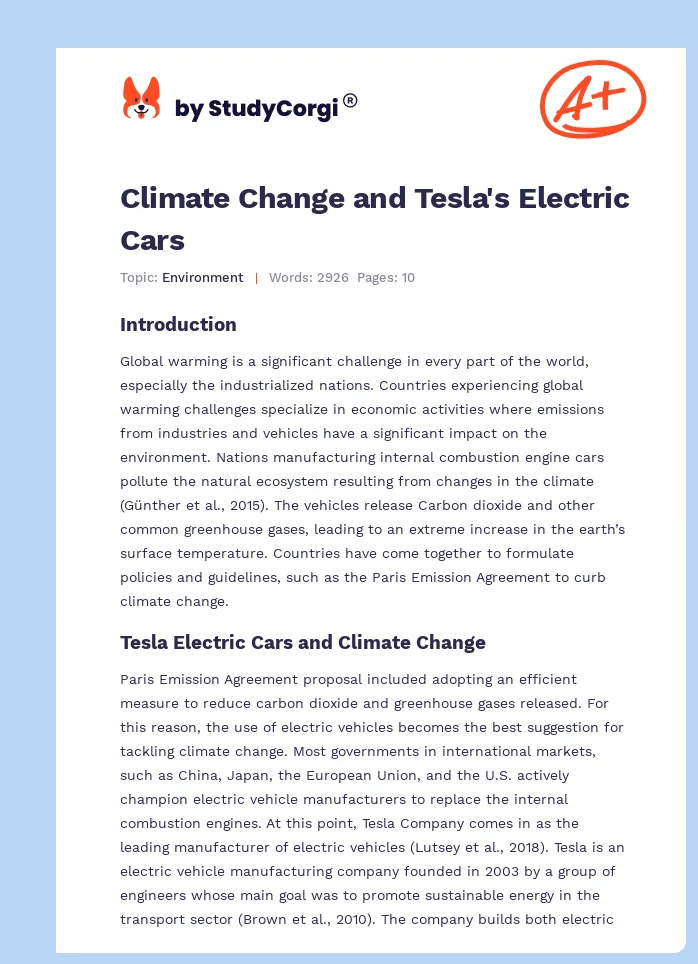 Electric Cars and Trade Paradigm. Page 1