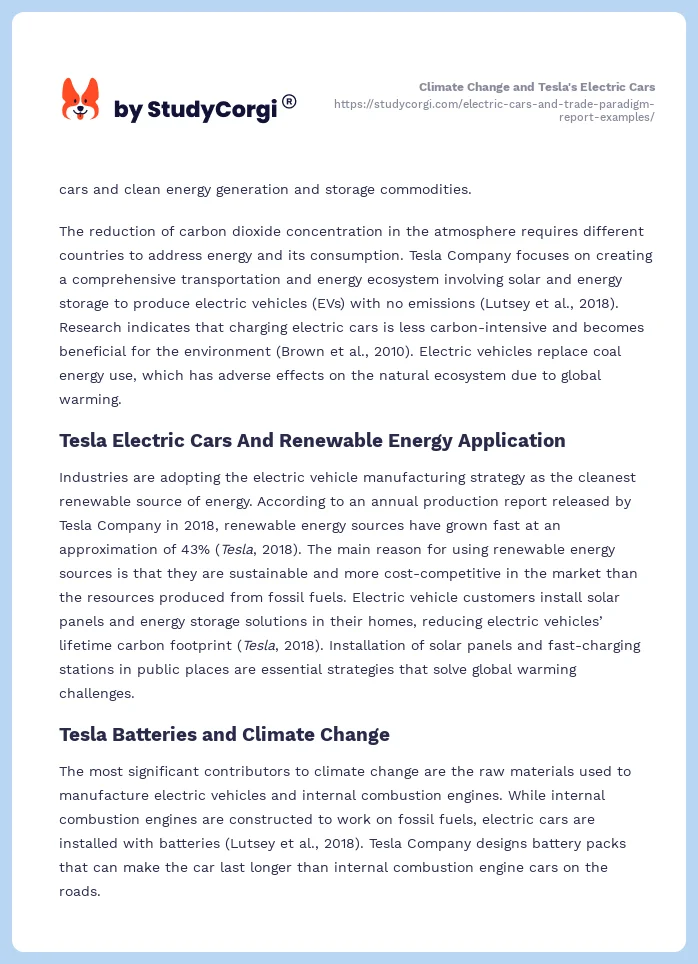 Electric Cars and Trade Paradigm. Page 2