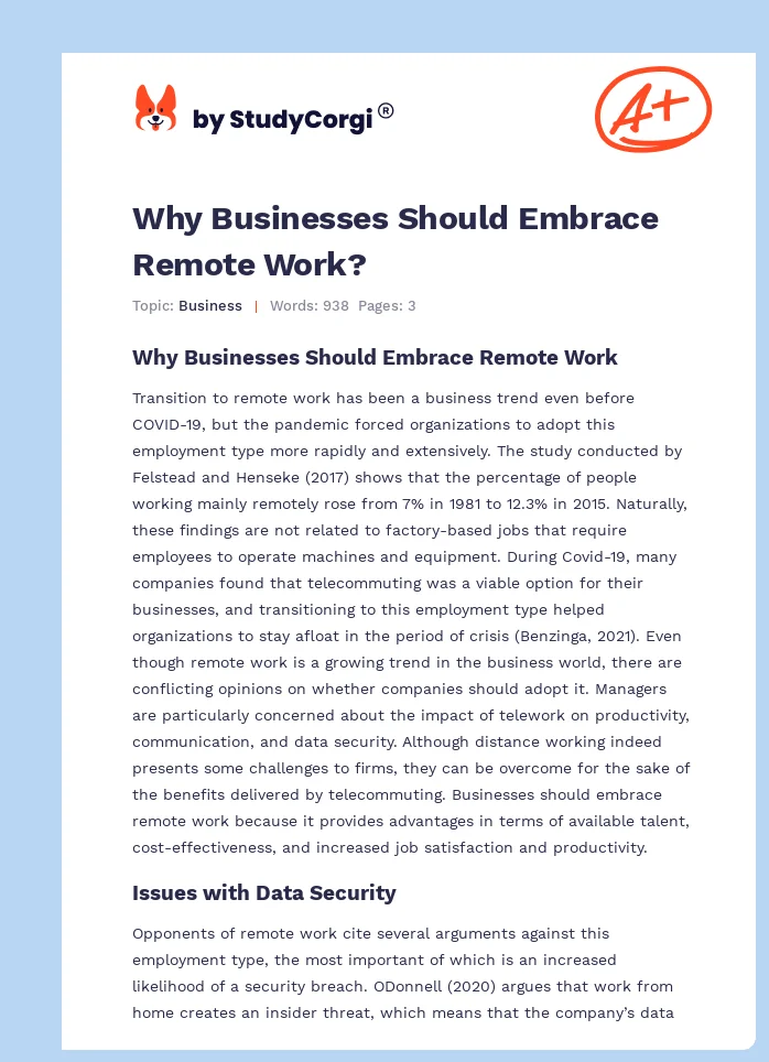 Why Businesses Should Embrace Remote Work?. Page 1