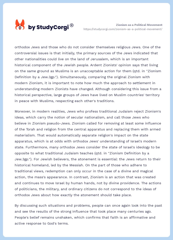 Zionism as a Political Movement. Page 2