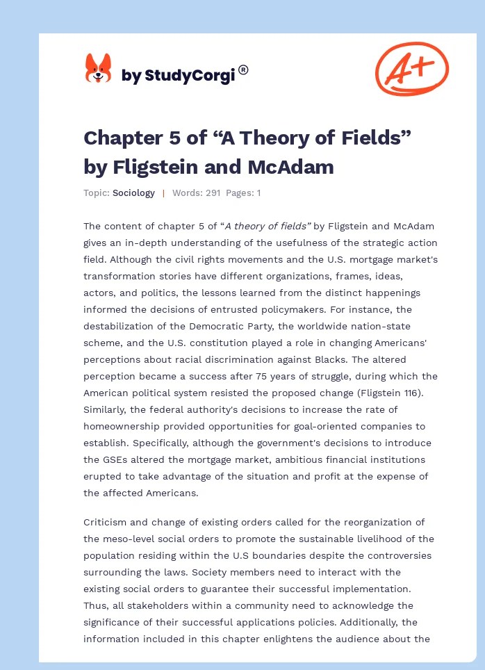 Chapter 5 of “A Theory of Fields” by Fligstein and McAdam. Page 1