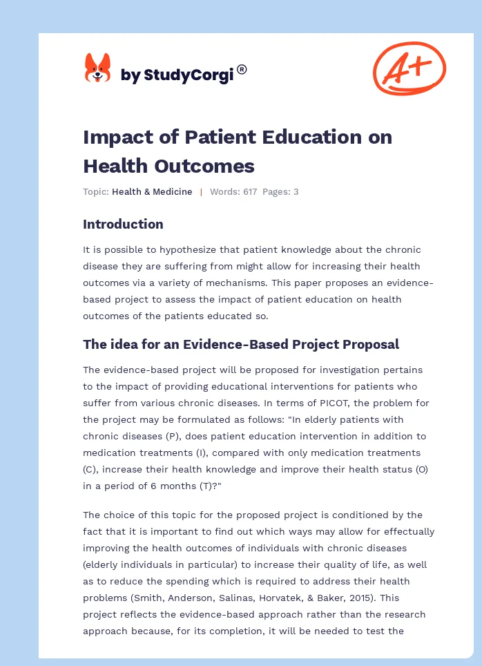 Impact of Patient Education on Health Outcomes. Page 1