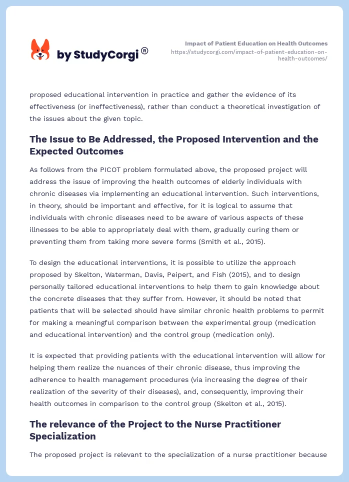 Impact of Patient Education on Health Outcomes. Page 2