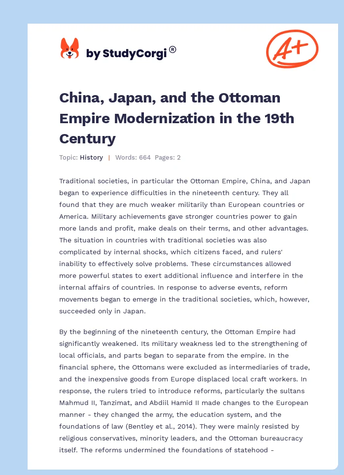 China, Japan, and the Ottoman Empire Modernization in the 19th Century. Page 1