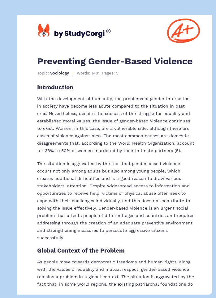 Preventing Gender-Based Violence. Page 1
