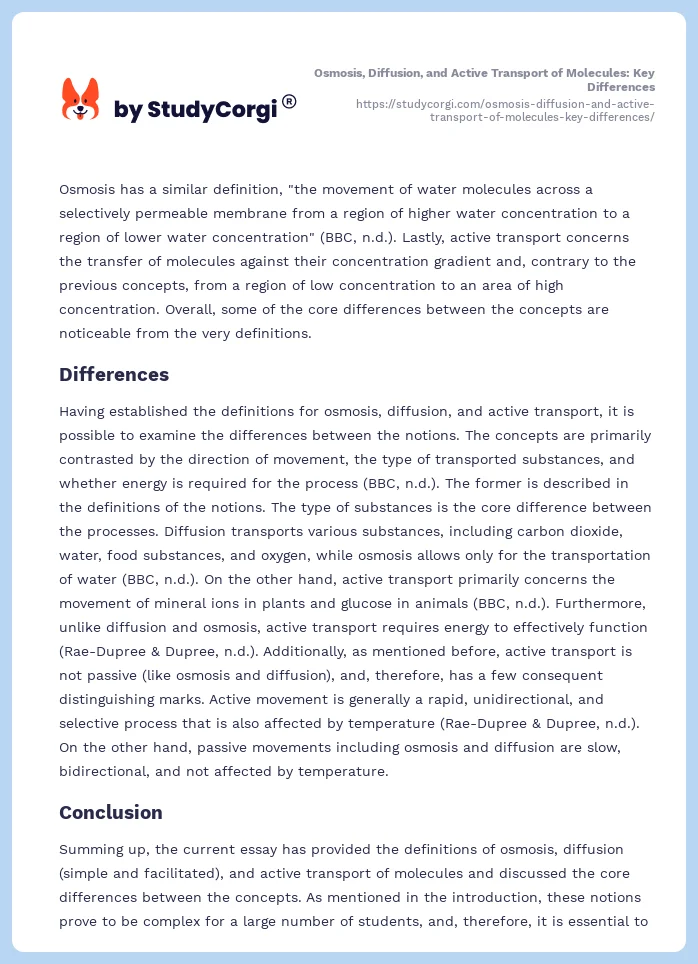 Osmosis, Diffusion, and Active Transport of Molecules: Key Differences. Page 2