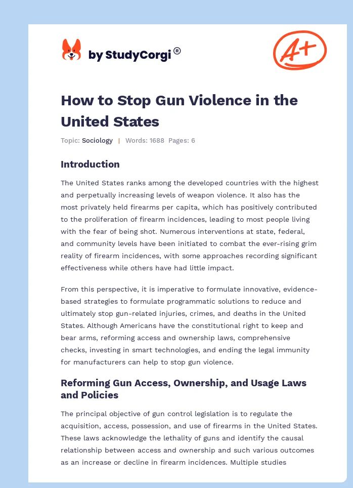 How to Stop Gun Violence in the United States. Page 1