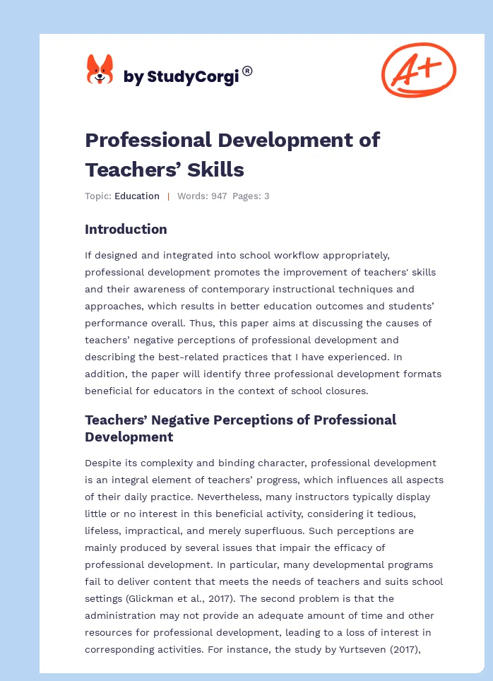 Professional Development of Teachers’ Skills. Page 1