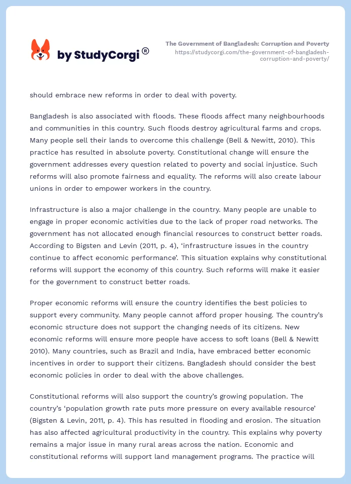 The Government of Bangladesh: Corruption and Poverty. Page 2