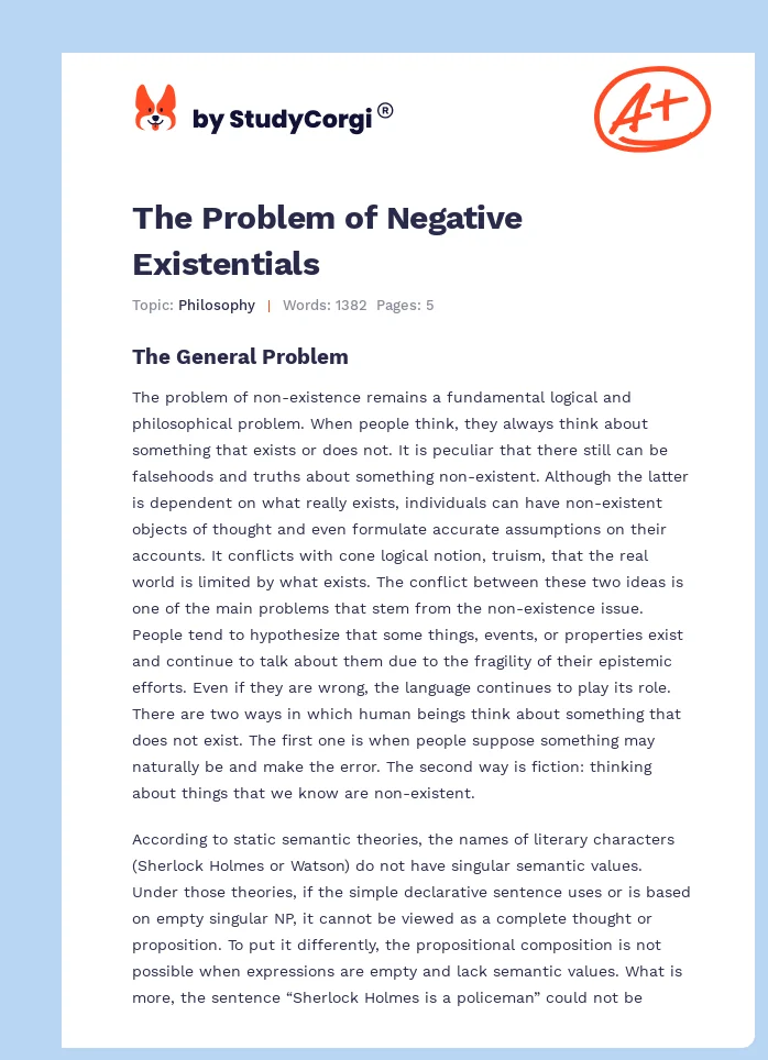 The Problem of Negative Existentials. Page 1