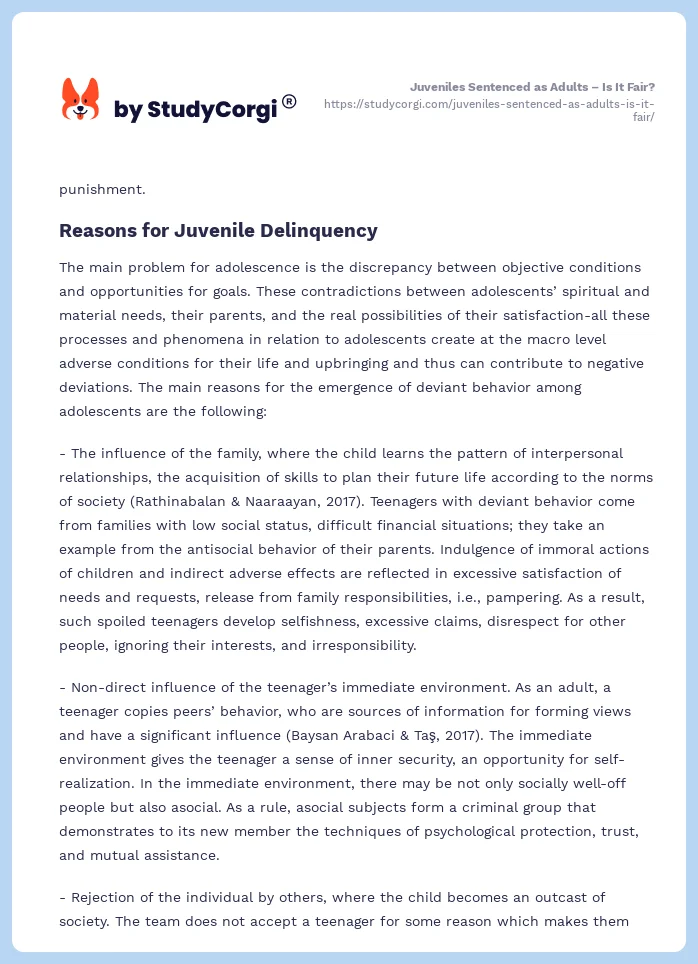 Juvenile Delinquency: Causes and Preventive Measures. Page 2