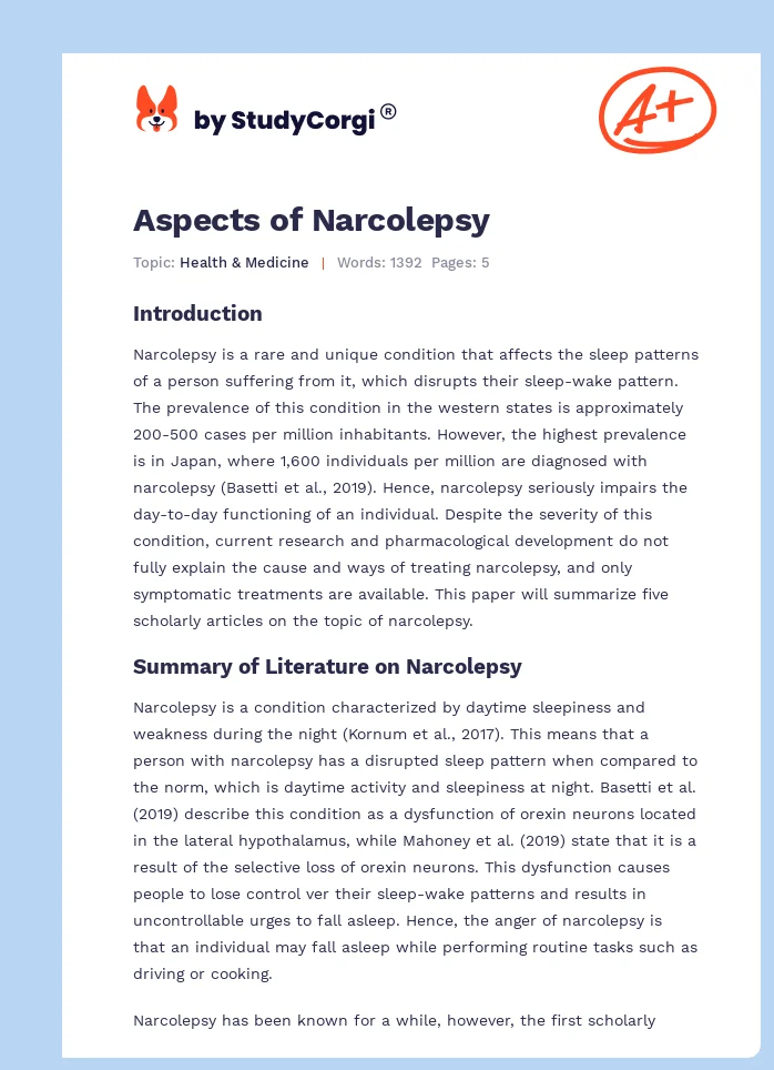 Aspects of Narcolepsy. Page 1