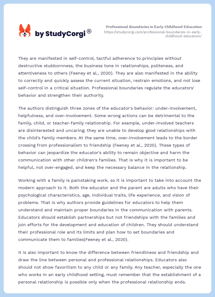 Professional Boundaries in Early Childhood Education. Page 2
