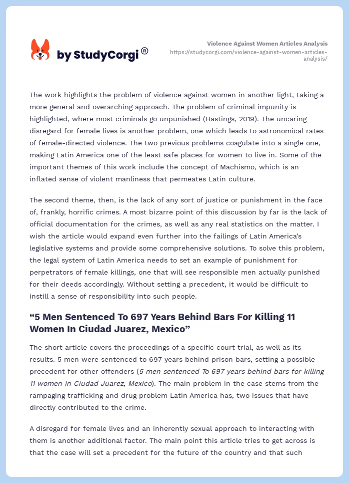 Violence Against Women Articles Analysis. Page 2