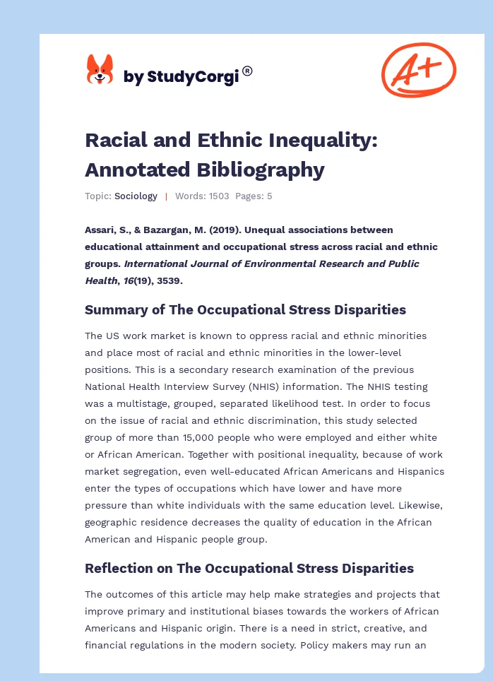 Racial and Ethnic Inequality: Annotated Bibliography. Page 1