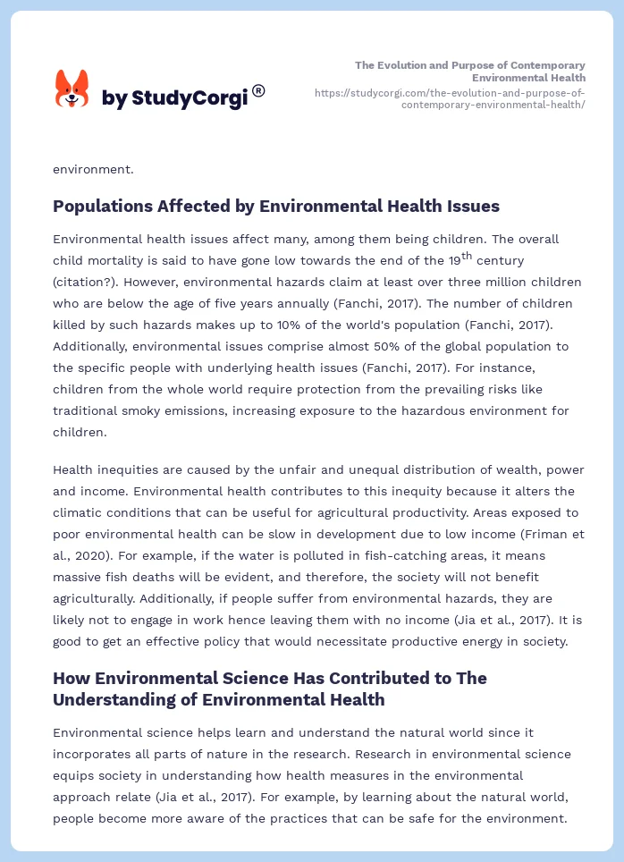 The Evolution and Purpose of Contemporary Environmental Health. Page 2
