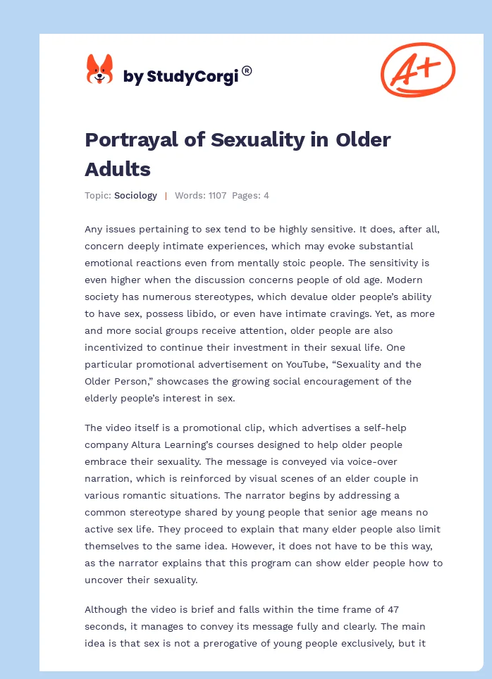 Portrayal of Sexuality in Older Adults. Page 1