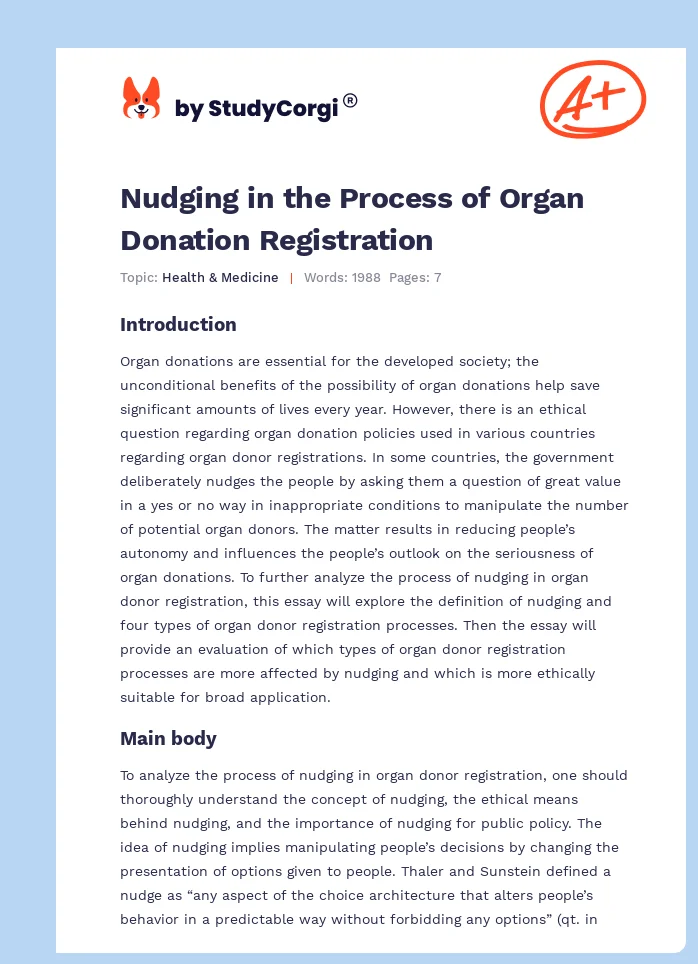 Nudging in the Process of Organ Donation Registration. Page 1