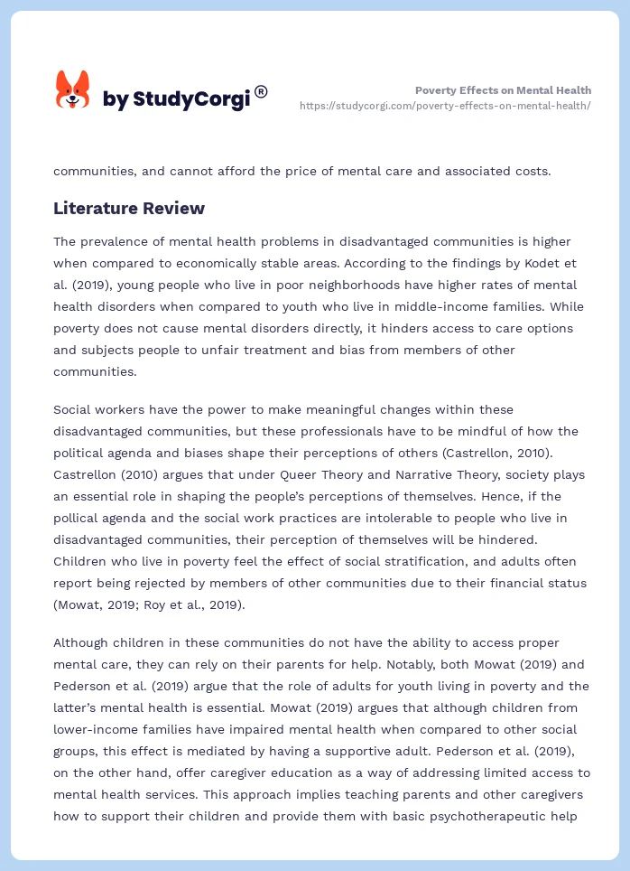 Poverty Effects on Mental Health. Page 2