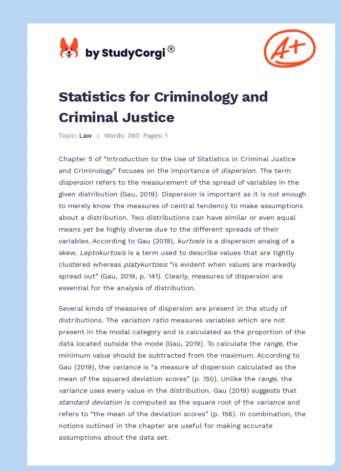 Statistics for Criminology and Criminal Justice. Page 1