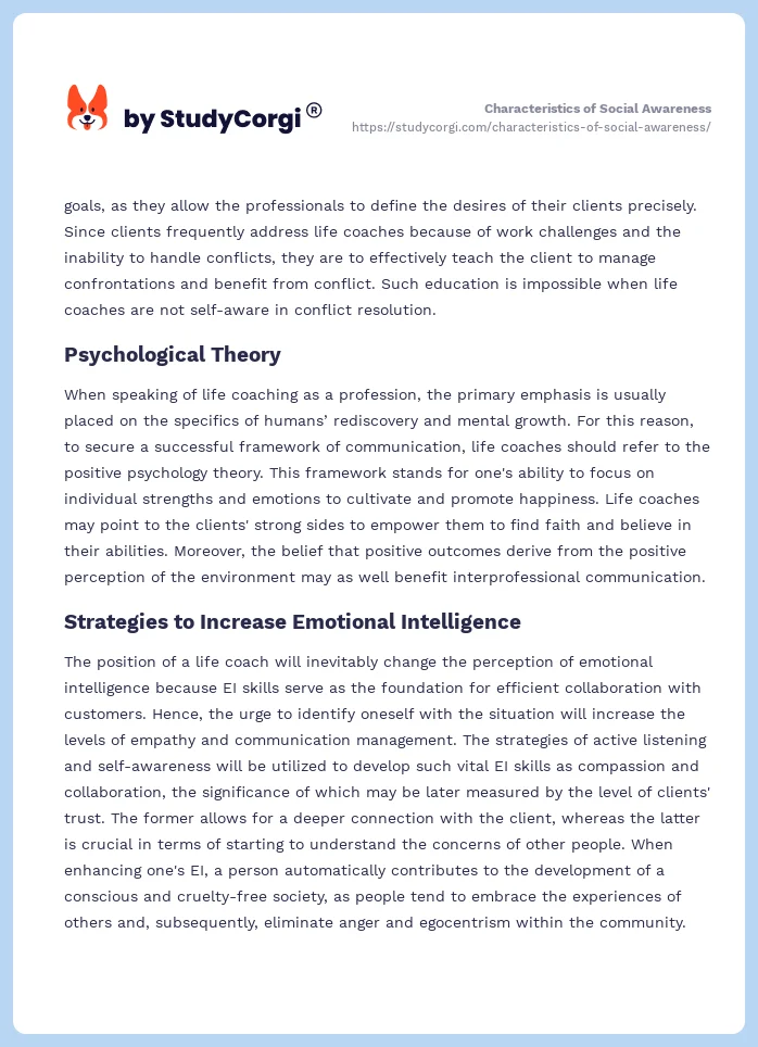 Characteristics of Social Awareness. Page 2