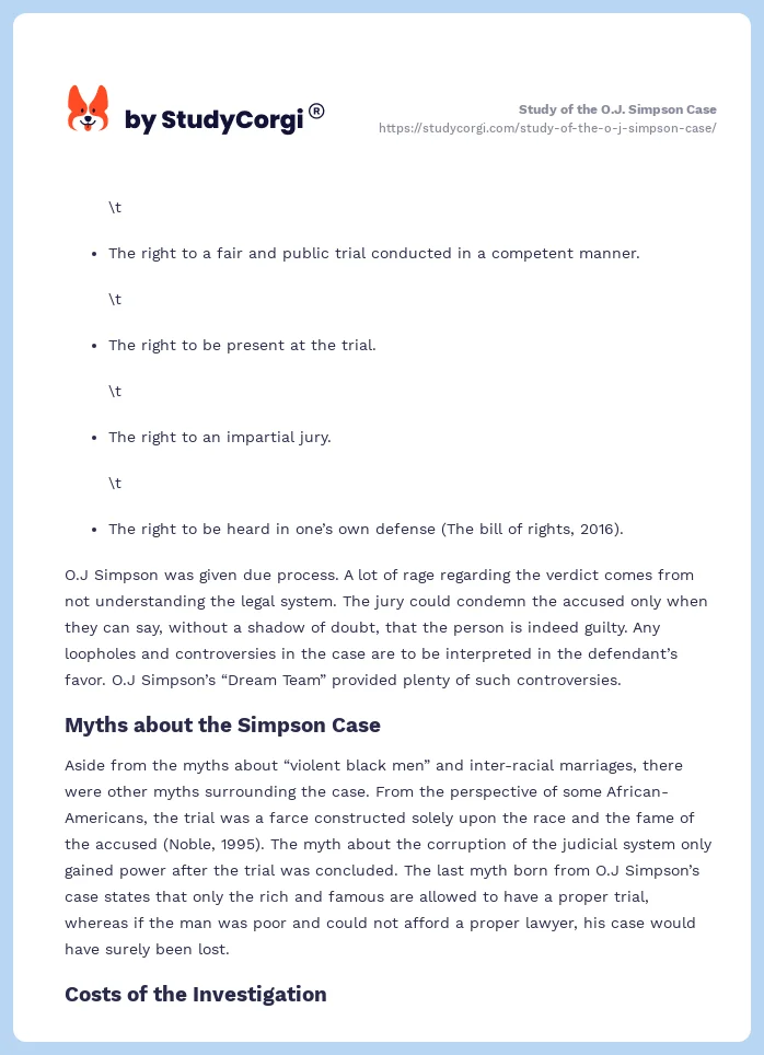 Study of the O.J. Simpson Case. Page 2