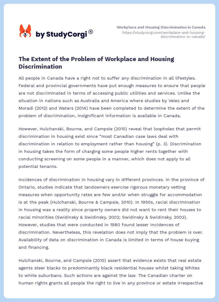 Workplace and Housing Discrimination in Canada. Page 2