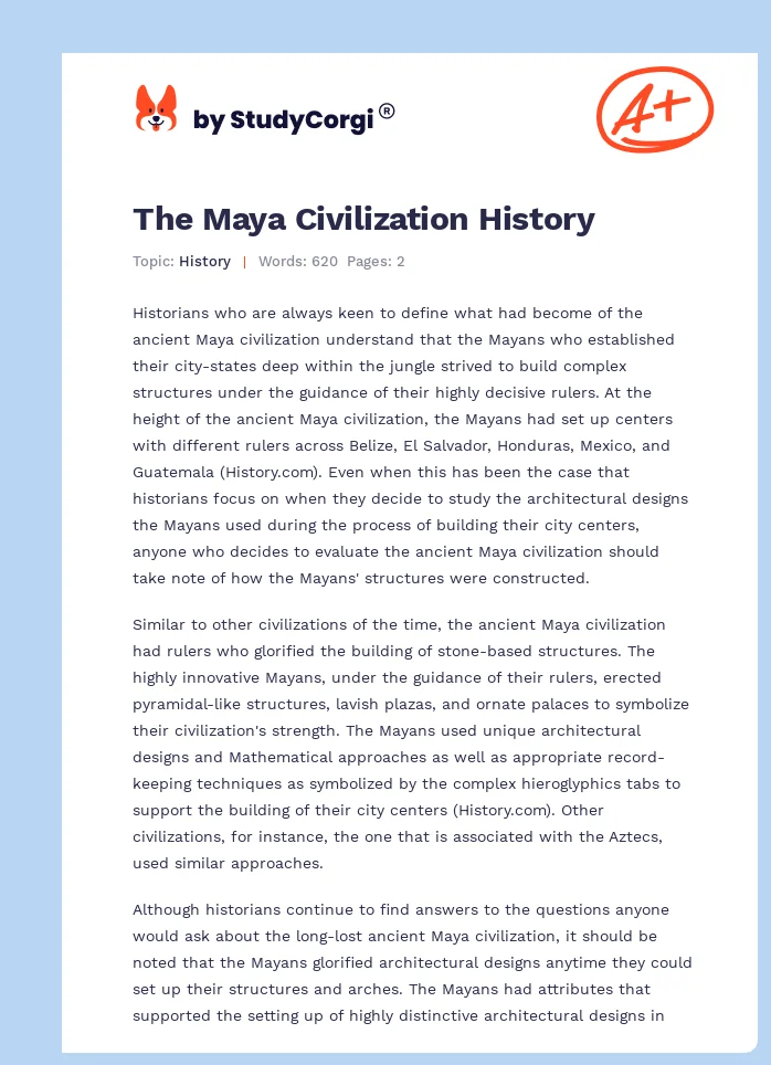 The Maya Civilization History. Page 1