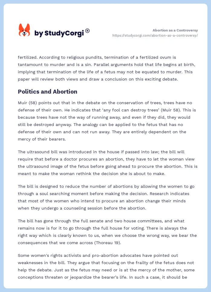 Abortion as a Controversy. Page 2