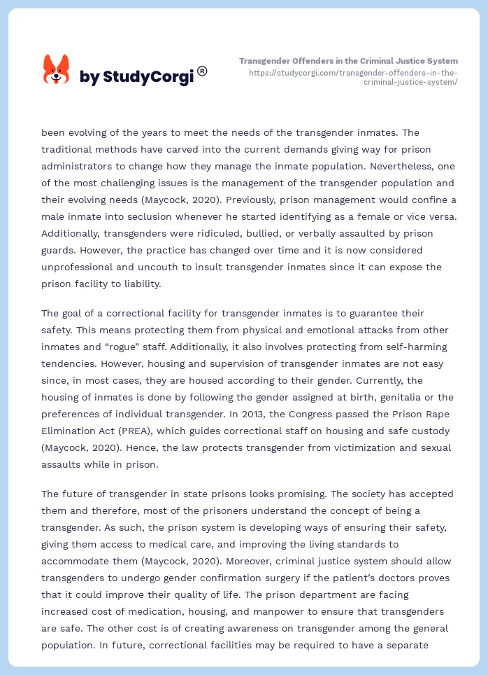 Transgender Offenders in the Criminal Justice System. Page 2
