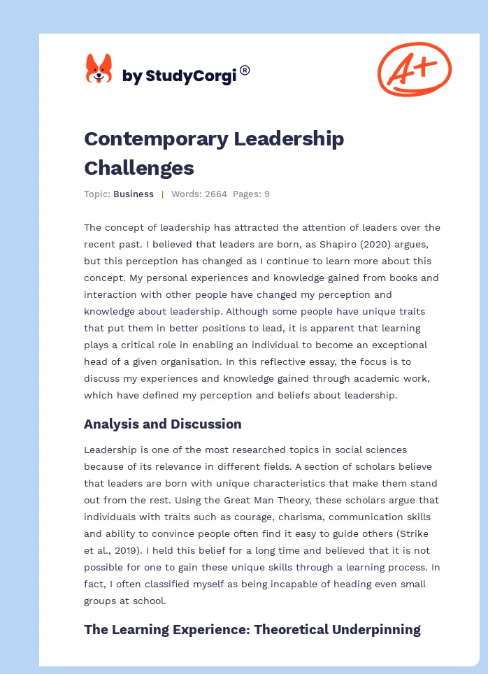 Contemporary Leadership Challenges. Page 1