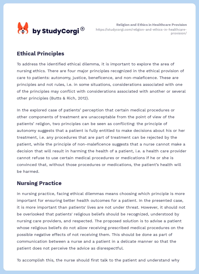 Religion and Ethics in Healthcare Provision. Page 2