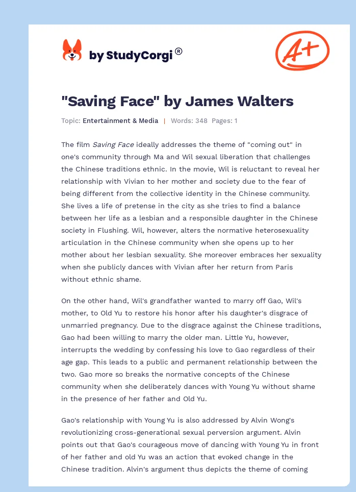 "Saving Face" by James Walters. Page 1