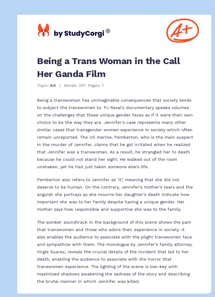 Being a Trans Woman in the Call Her Ganda Film. Page 1