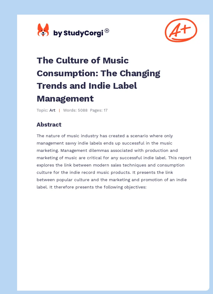 The Culture of Music Consumption: The Changing Trends and Indie Label Management. Page 1