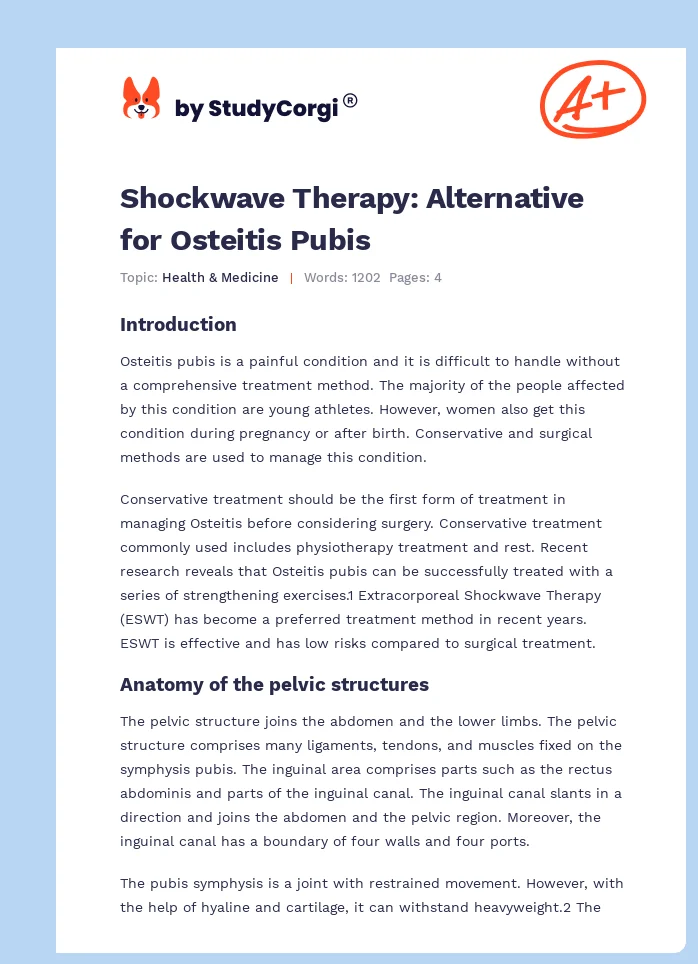 Shockwave Therapy: Alternative for Osteitis Pubis. Page 1