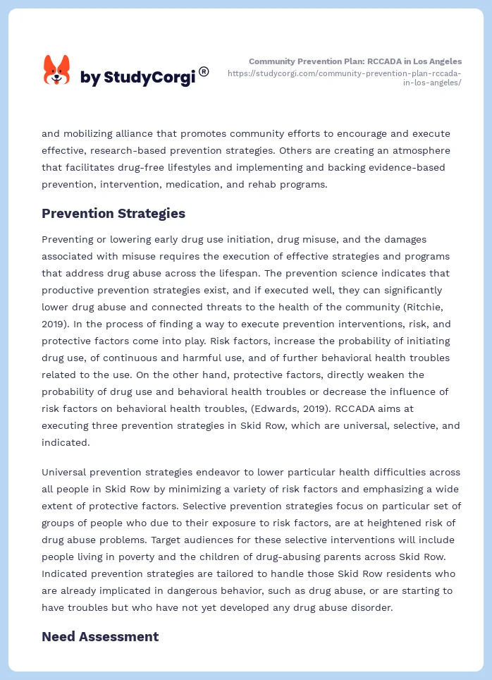 Community Prevention Plan: RCCADA in Los Angeles. Page 2