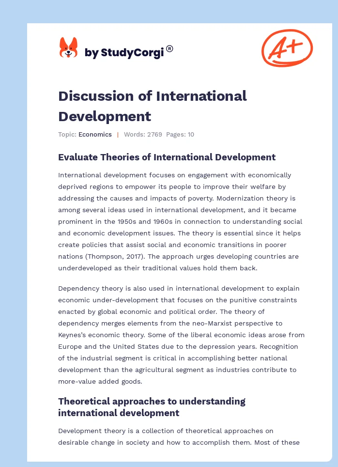Discussion of International Development. Page 1