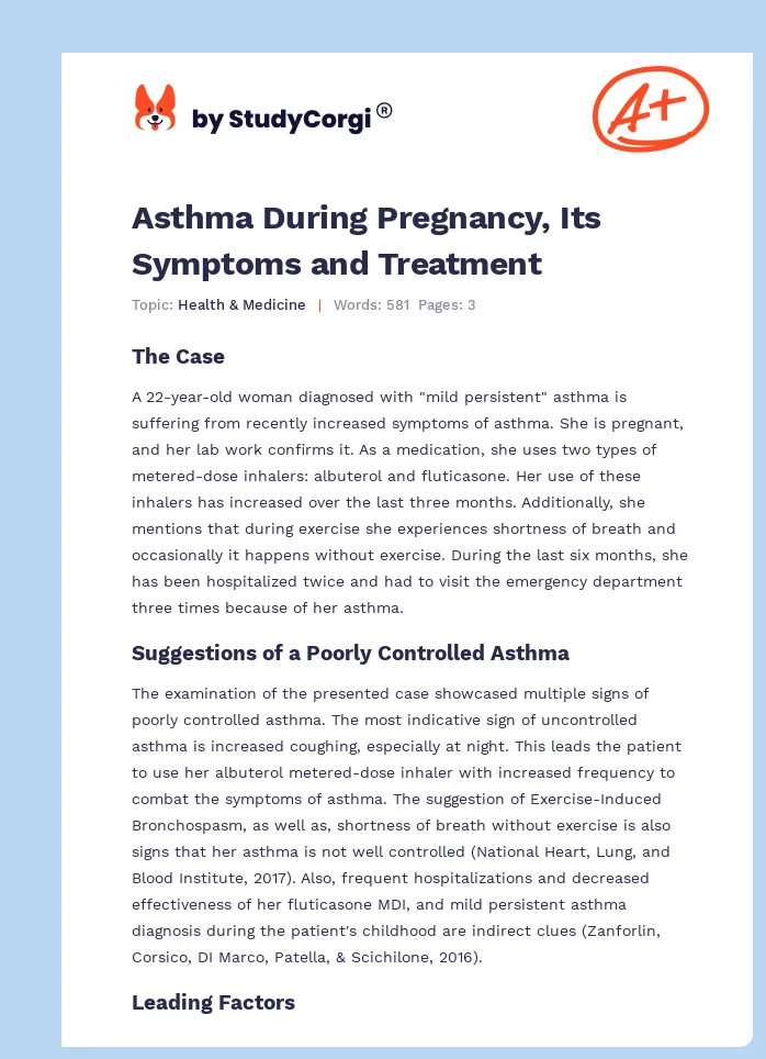 Asthma During Pregnancy, Its Symptoms and Treatment. Page 1