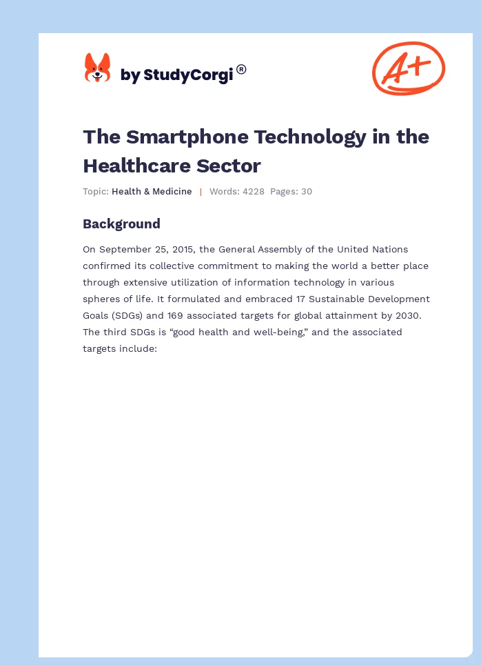 The Smartphone Technology in the Healthcare Sector. Page 1