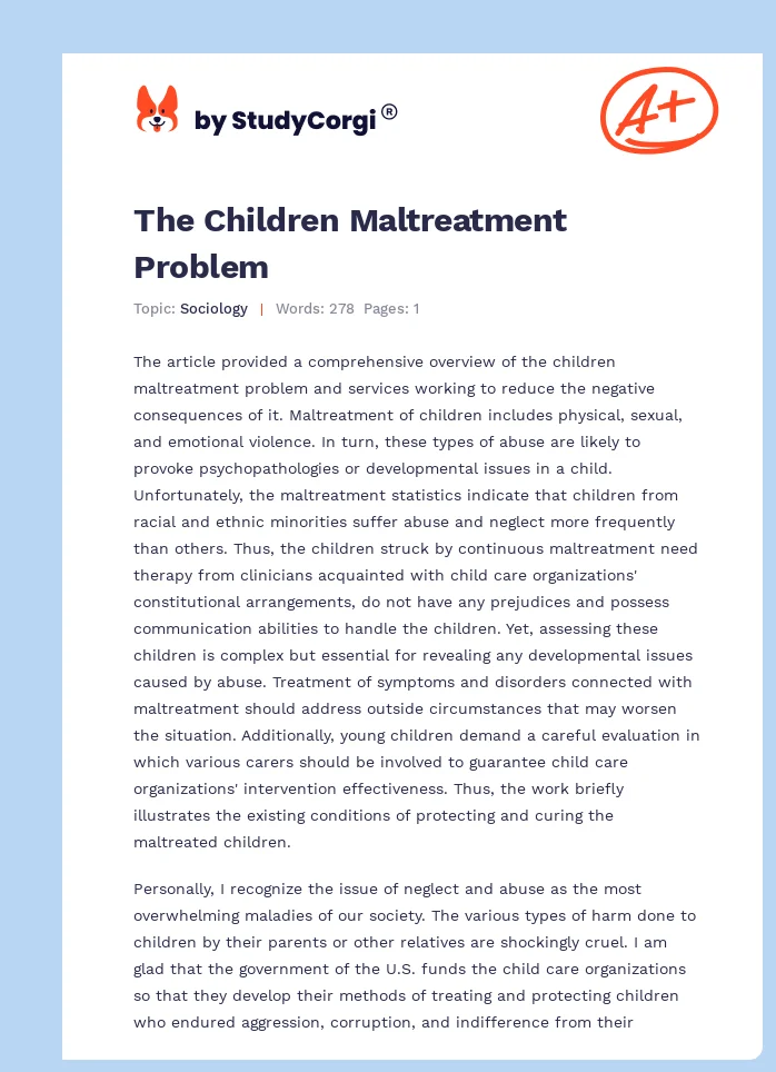 The Children Maltreatment Problem. Page 1