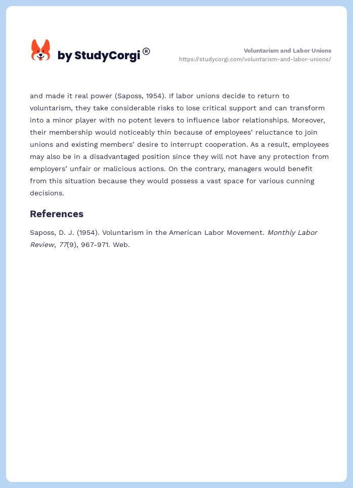Voluntarism and Labor Unions. Page 2