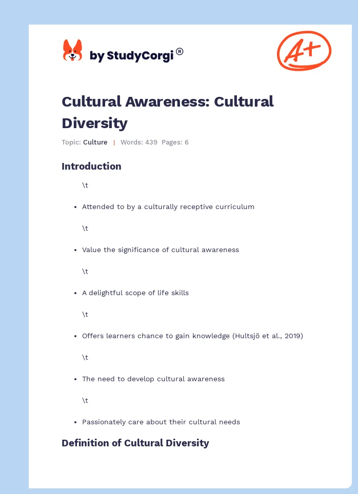 Cultural Awareness: Cultural Diversity. Page 1