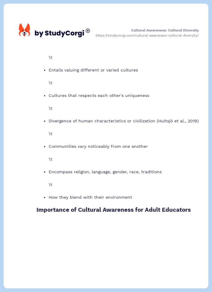 Cultural Awareness: Cultural Diversity. Page 2