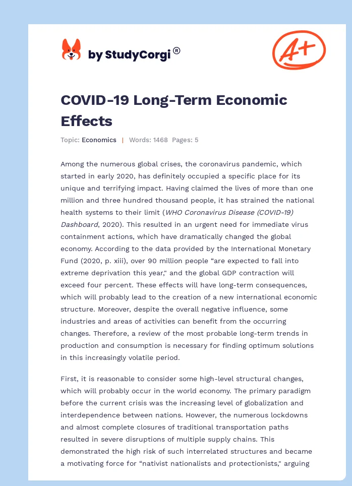 COVID-19 Long-Term Economic Effects. Page 1