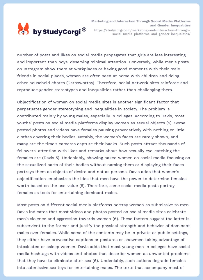 Marketing and Interaction Through Social Media Platforms and Gender Inequalities. Page 2
