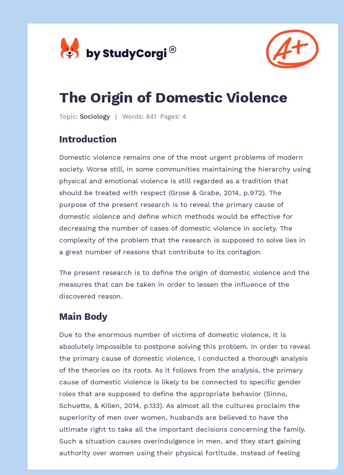 The Origin of Domestic Violence. Page 1