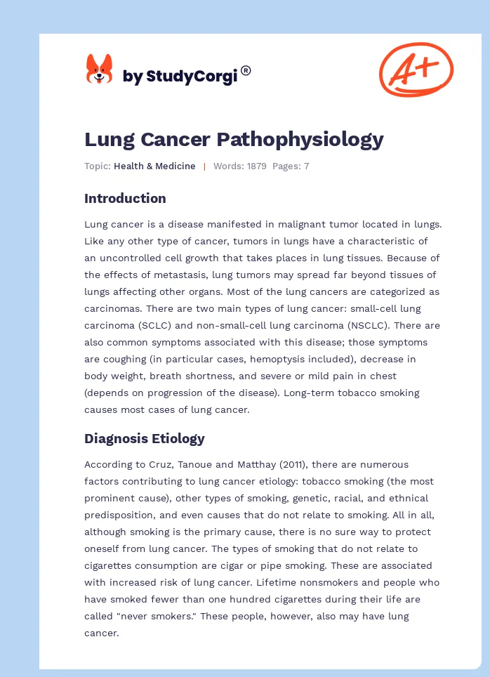 Lung Cancer Pathophysiology. Page 1